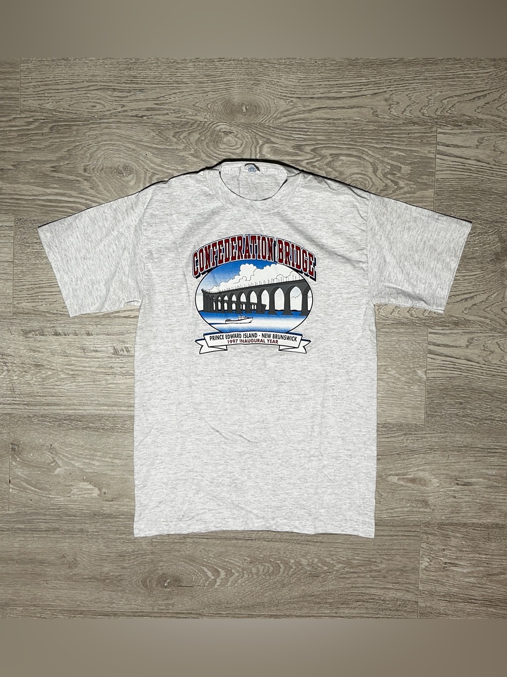 1997 Confederation Bridge Inaugural Year PEI New Brunswick Graphic T-Shirt